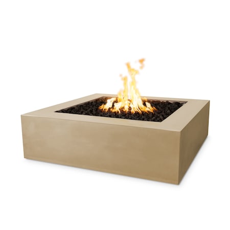 The Outdoor Plus 36 Square Quad Fire Pit - GFRC Concrete - Brown - Match Lit - Natural Gas OPT-QD36-BRN-NG